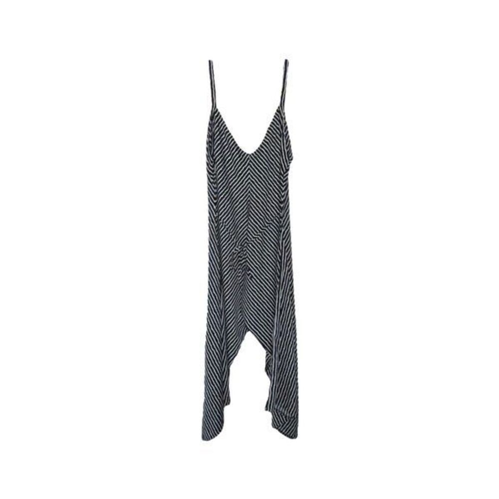 Maison Mascallier Black & White Striped Wide-Leg Jumpsuit | Size 2XL